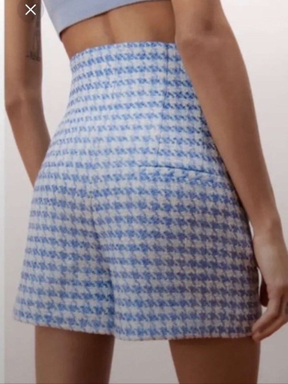 Nwot Zara Blue Houndstoot High Waist XXL Plus Size Preppy Old Money